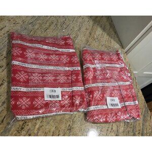 New 2 Pair Old Navy Size 4X Christmas Photo Pajama bottoms Flannel Red Snowflake